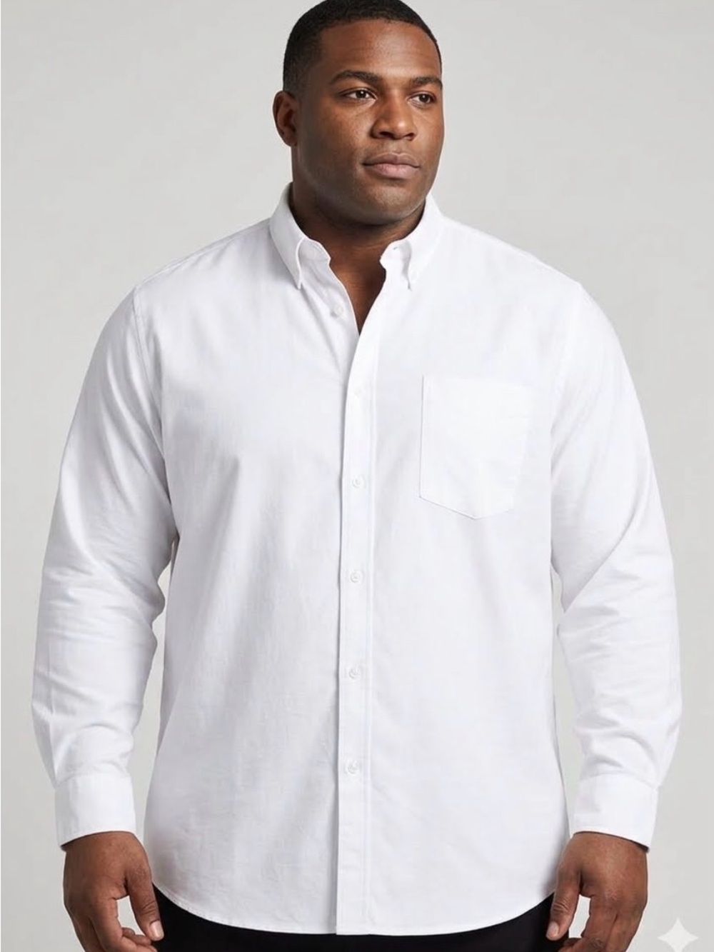 Oxford White Men's 2XL Button-Down Dress Shirt with Chest Pocket neck 19” 1253